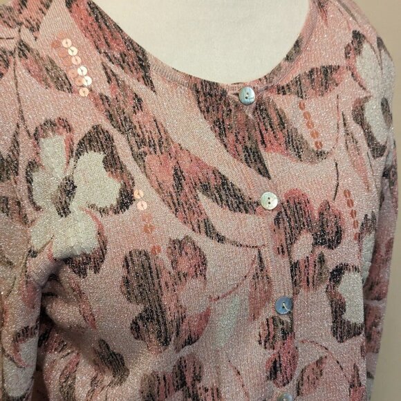 Alfred Dunner pink and gray lightweight cardigan - size Small - Picture 5 of 9